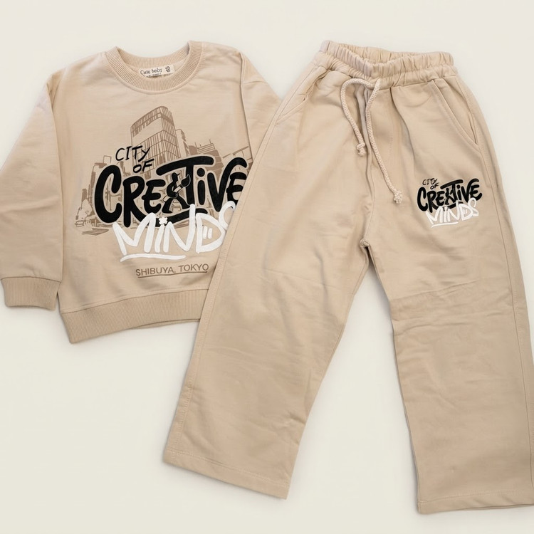 ست بلیز و شلوار پسرانه پنبه ای مدل creative mindes