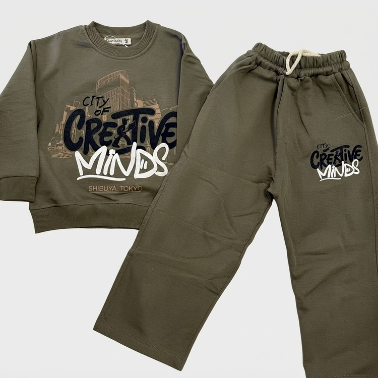 ست بلیز و شلوار پسرانه پنبه ای مدل creative mindes