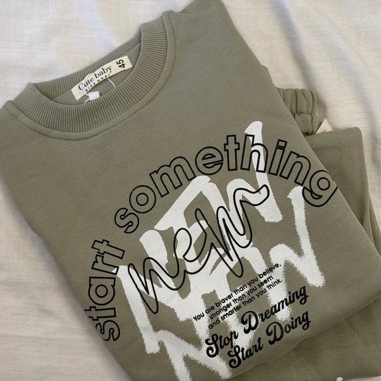 ست بلیز و شلوار دخترانه پنبه ای مدل start something new